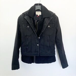 Current/Elliott The Studio Denim Wool Jacket Sz 0 Travertine Black Layered